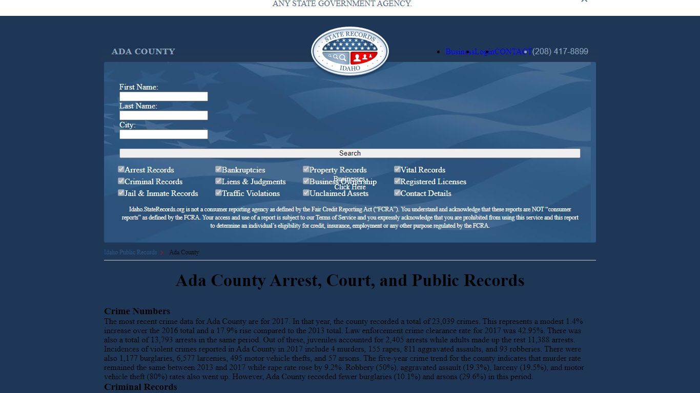 Ada County Arrest, Court, and Public Records